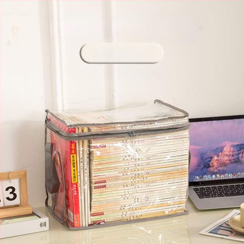 Õpilaste raamatute hoiukott läbipaistev tolmukindel veekindel hoiukast kokkupandav kaasaskantav raamatute ja koolivahendite hoiukast