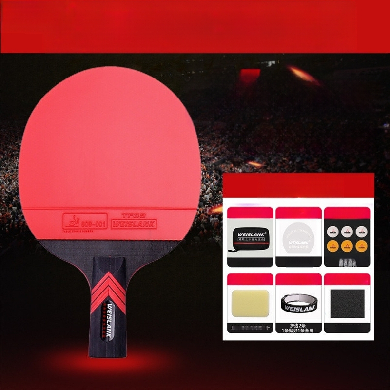 Profesionalios varžybų klasės 9 žvaigždučių 7 žvaigždučių anglies pluošto stalo teniso raketė su trumpa rankena, tiesia rankena, horizontali raketė su ilga rankena, didelio elastingumo ir klampumo