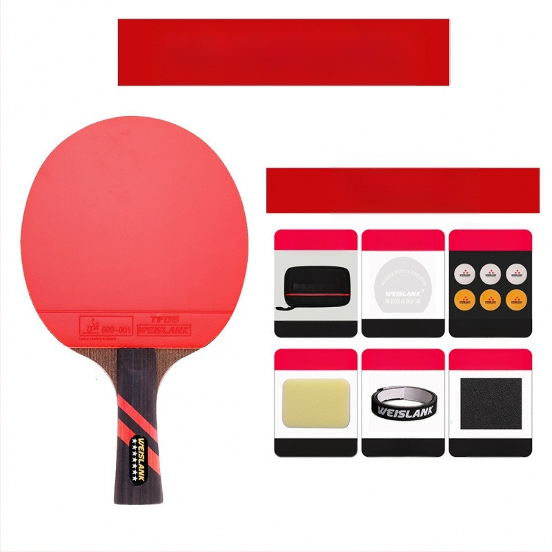 Profesionalios varžybų klasės 9 žvaigždučių 7 žvaigždučių anglies pluošto stalo teniso raketė su trumpa rankena, tiesia rankena, horizontali raketė su ilga rankena, didelio elastingumo ir klampumo