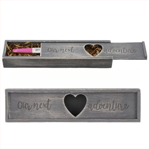 Puidust rasedustesti pulgaga üllatuskarp, rasedustesti teadetekarp, beebikingitus abikaasale ja vanavanematele