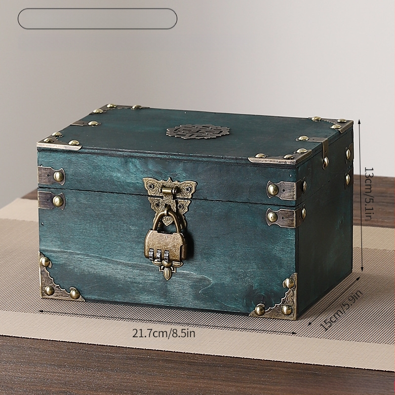 Retro puidust lukustatav lauakonksuga hoiukarp, puidust kast, majapidamistarvete hoiustamine, fotorekvisiidid, nostalgilised kaunistused