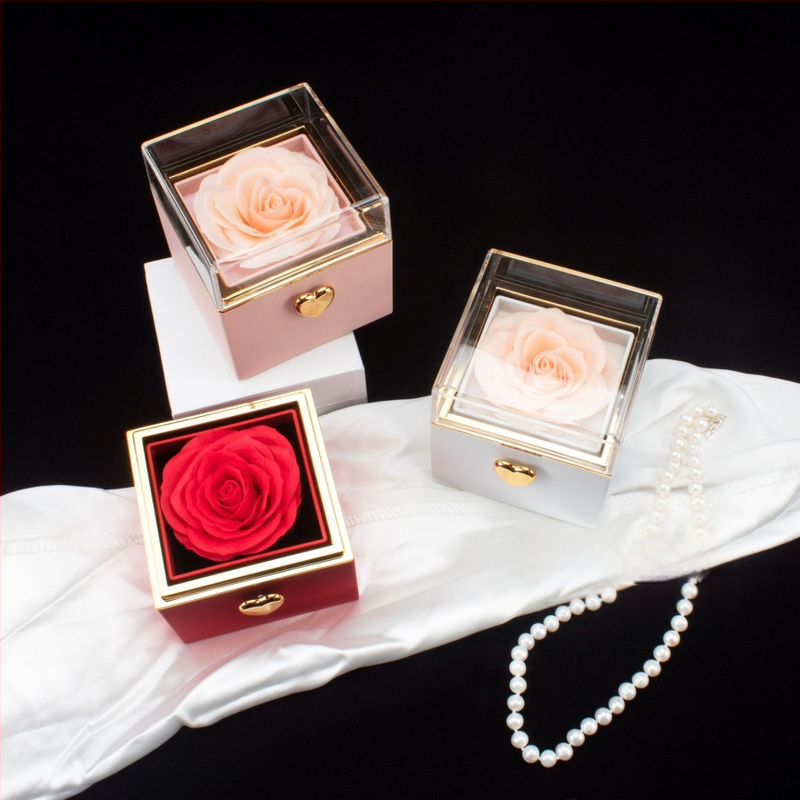 Vienkārša, viegla, grezna, automātiski rotējoša mūžīgās rozes gredzena kaklarota, dāvanu kastīte Valentīndienai, izsmalcināta kaklarota, dāvanu kastīte, dāvanu maisiņš