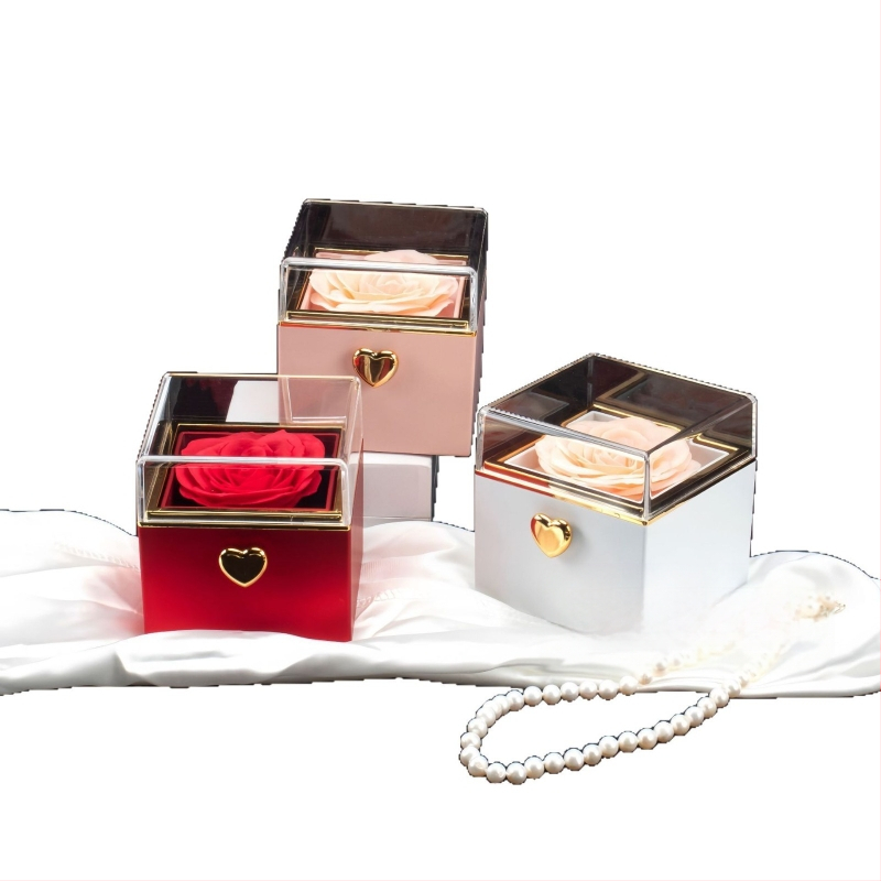 Vienkārša, viegla, grezna, automātiski rotējoša mūžīgās rozes gredzena kaklarota, dāvanu kastīte Valentīndienai, izsmalcināta kaklarota, dāvanu kastīte, dāvanu maisiņš