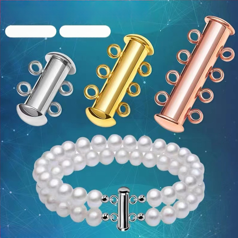 Roostevabast terasest ühendus kaherealine fikseeritud pandlaga risti äärega kaherealine käevõru pandlaga magnetilise pandlaga pärlkaelakee ühendus fikseeritud pandlaga