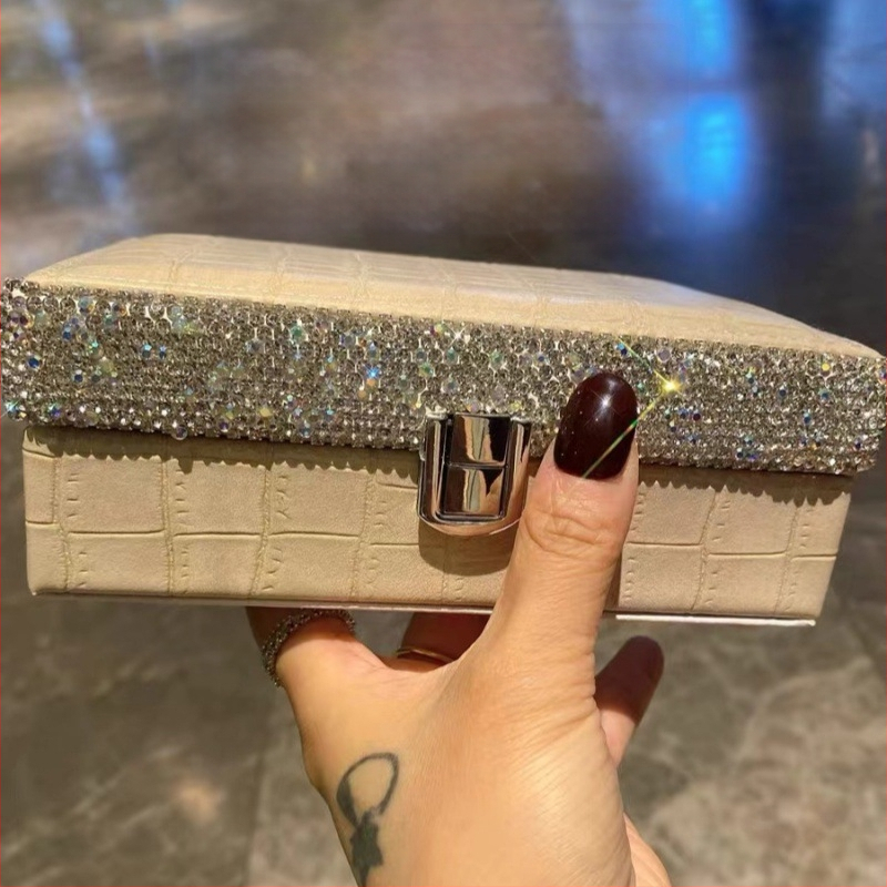 Kerge luksuslik ruudukujuline ehtekarp, kõrge värviväärtus, suure mahutavusega multifunktsionaalne sõrmuste kõrvarõngaste kaelakee hoiukarp, trendikas Euroopa ja Ameerika väliskaubandus