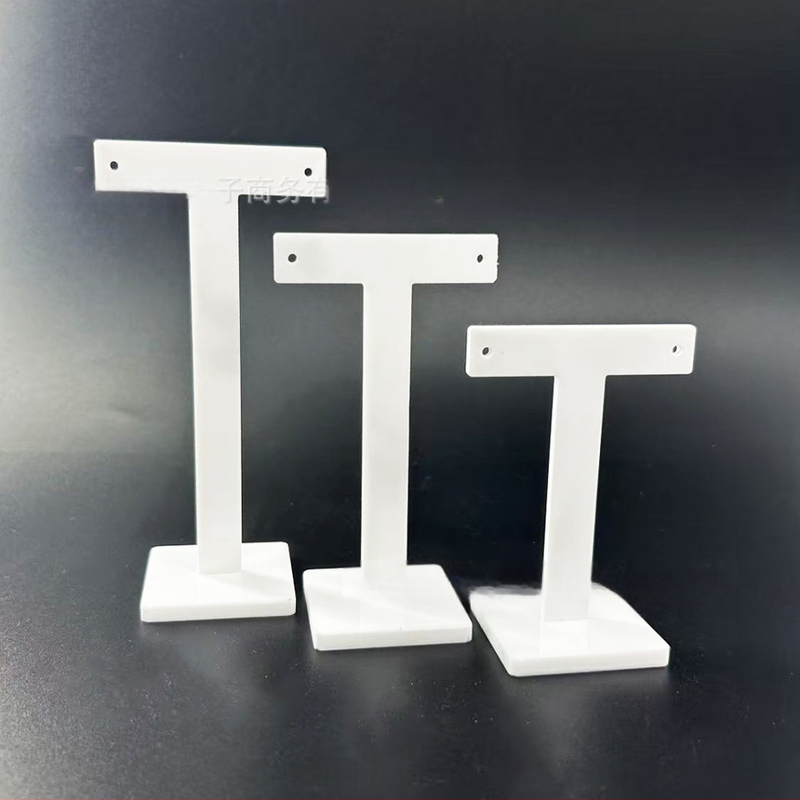 Ehete vitriin mustvalge läbipaistev akrüülist T-kujuline kõrvarõngaste vitriin, tippkvaliteediga akrüülist kõrvarõngaste vitriin