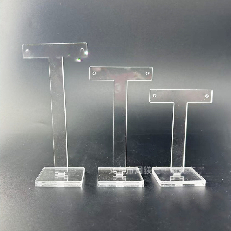 Ehete vitriin mustvalge läbipaistev akrüülist T-kujuline kõrvarõngaste vitriin, tippkvaliteediga akrüülist kõrvarõngaste vitriin