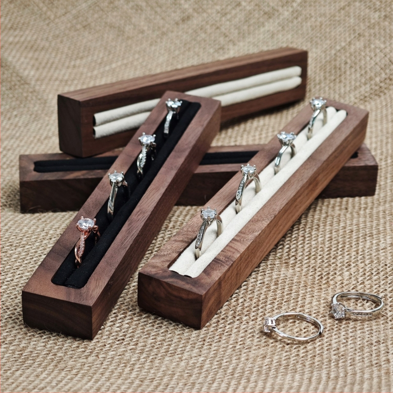 Garš bāra letes dekors, displeja aksesuāri, gredzens, auskari ar auskariem, rotaslietu glabāšanas paplāte, rotaslietu plaukts, valriekstu rotaslietu displejs