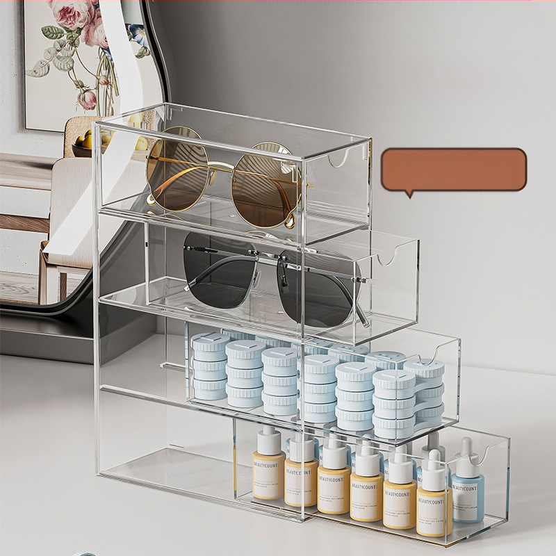 Z1032 Piiriülene prillide hoiukast Akrüülist mitmekihiline lauaarvuti sahtlitüüpi päikeseprillide vitriinkapp Tolmukindel hoiuriiul