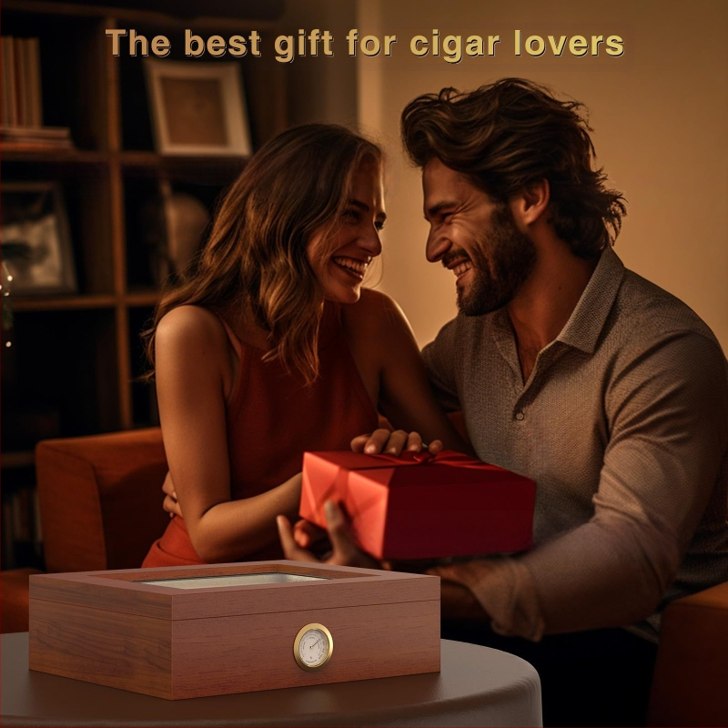 Koka cigāru mitrinātājs vairumtirdzniecībā, caurspīdīgs vāks, koka cigāru uzglabāšanas kaste, masīvkoka cigāru savākšanas kaste, tieša piegāde no rūpnīcas