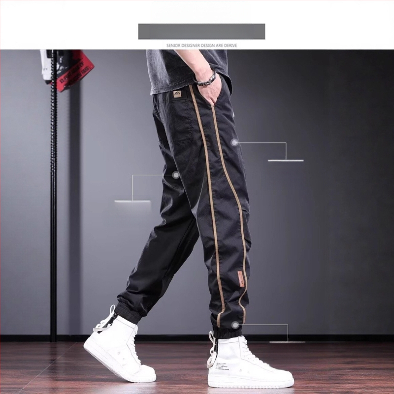 Suvised õhukesed vabaajapüksid meestele. Trendikas brändi niši disainiga spordiretuusid 2025. aasta uued mitmekülgsed mustad meeste püksid.