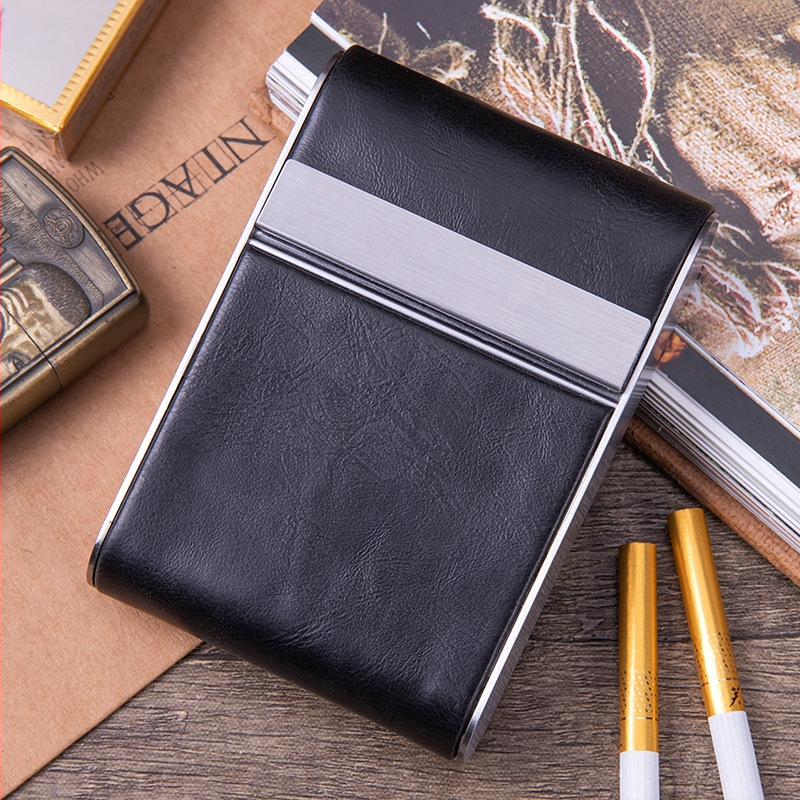 Uus kuum süsinikkiust PU nahast sigaretikarp 6,5 mm keskmise suurusega sigaret 18-pakk sigaretikarp metallist sigaretikarp