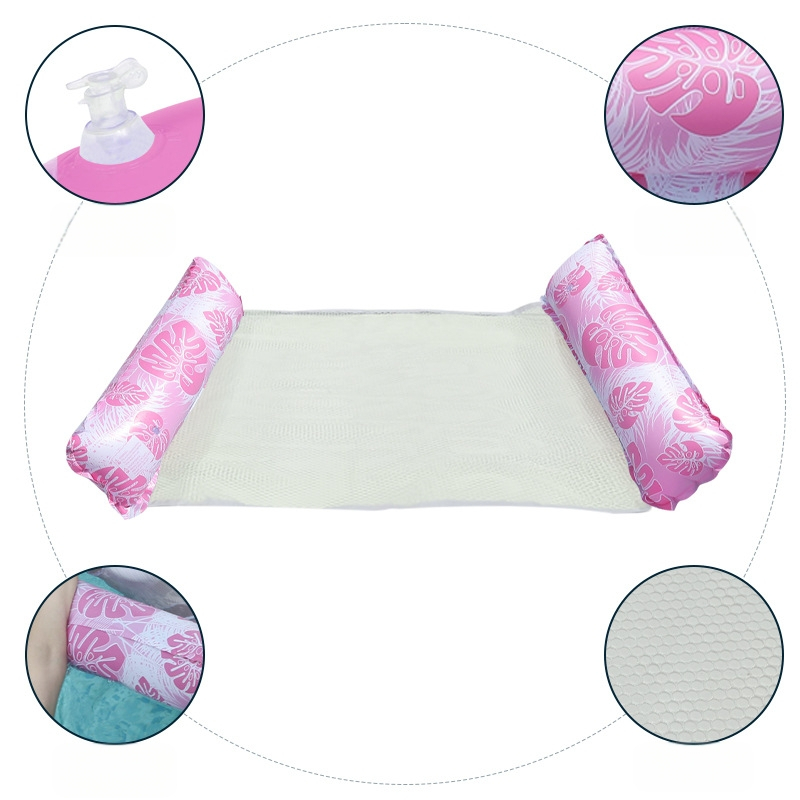 Sandėlyje esantis pripučiamas dviejų vamzdžių, lapų rašto, sulankstomas vandens hamakas, viengubas atlošiamas, plūduriuojantis baseinas