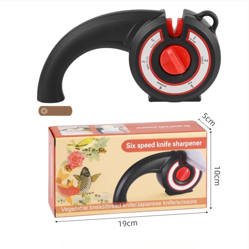 Kuus-ühes multifunktsionaalne noateritaja majapidamisköögi käärid kööginoa teritamiseks kivist noateritaja