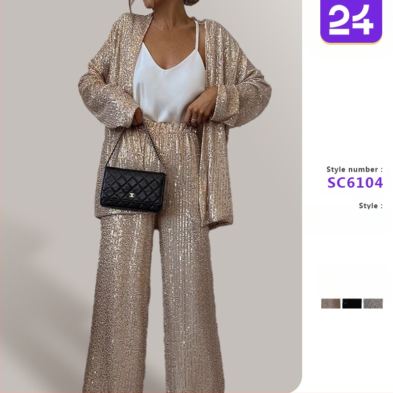 2025. aasta kevadine uus piiriülene Euroopa ja Ameerika kolmevärviline litritega väike ülikond, kõrge vöökohaga, moodne vabaaja püksid, kaheosaline ülikond