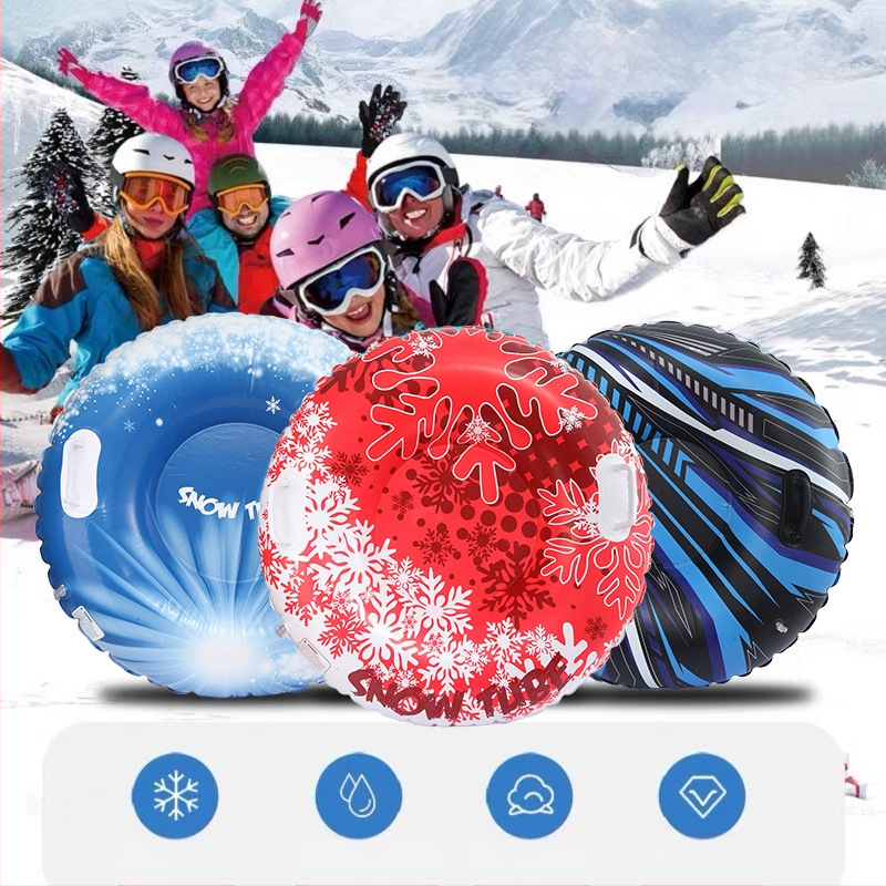 Sandėlyje didmeninė prekyba sutirštintais aplinkos apsaugos PVC lauko apvaliais pripučiamais slidinėjimo žiedais vaikams, žiemos sprogimo slidinėjimo žaislais