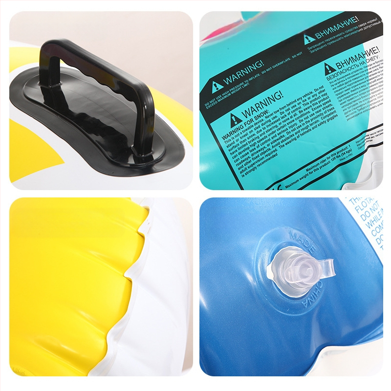 Sandėlyje didmeninė prekyba sutirštintais aplinkos apsaugos PVC lauko apvaliais pripučiamais slidinėjimo žiedais vaikams, žiemos sprogimo slidinėjimo žaislais