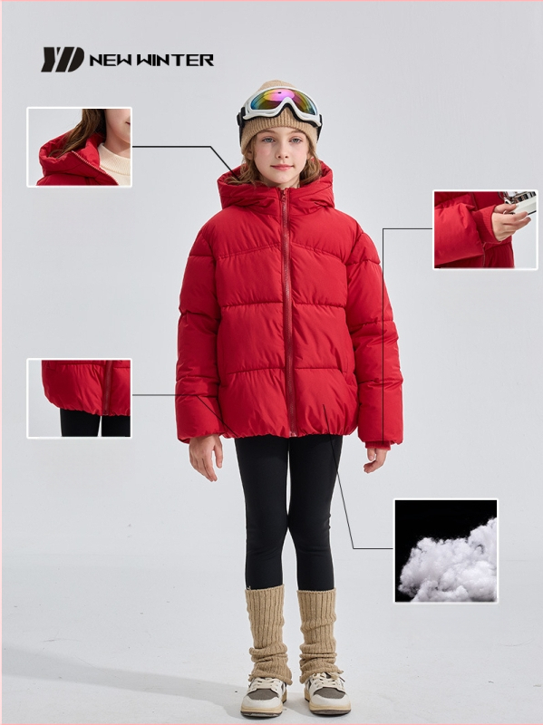 Dječja perjana jakna s pamučnom podstavom za dječake, zadebljana jakna za djevojčice, srednje duga jakna s pamučnom podstavom za bebe, zimska odjeća s kapuljačom, odjeća za kruh za vanjsku trgovinu