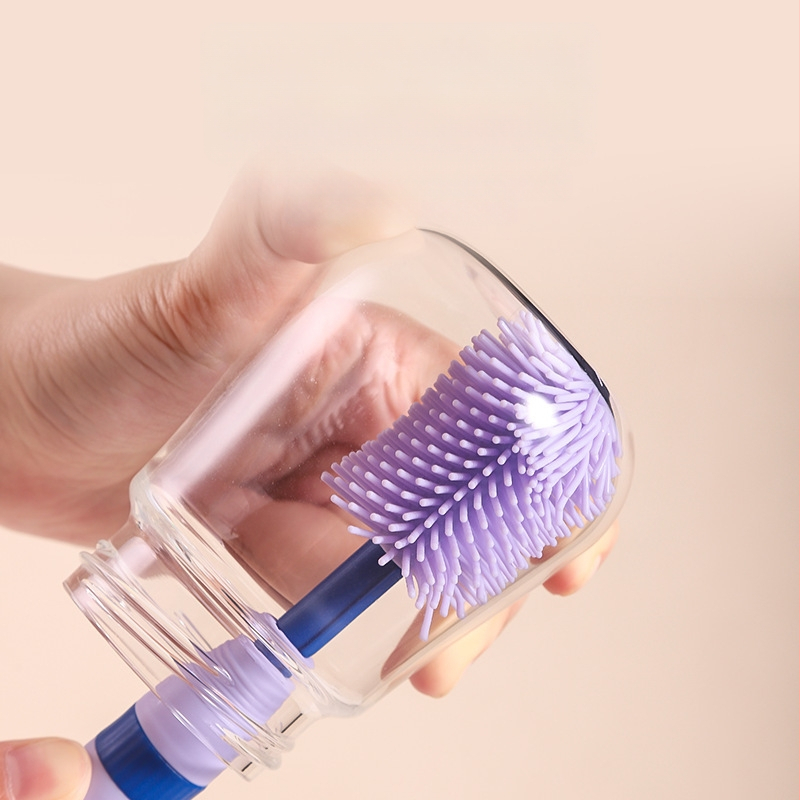 Kūdikių silikoninis nešiojamas buteliukų šepetėlių laikymo dėžutė, tinkantis kūdikių spenelių šepetėliui valyti ir išleidimo stovui