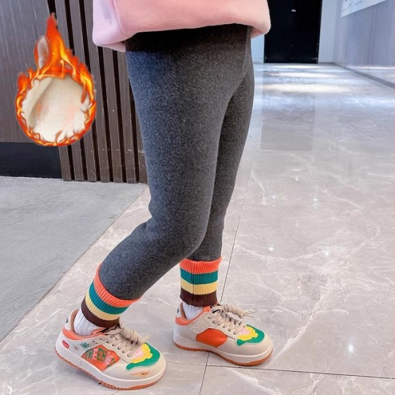 Tüdrukute sügis- ja talveretuusid, soe üleriietus, lääne stiilis, mustad, paksendatud fliisvoodriga, keskmise pikkusega, laste püksid, fliisvoodriga sukkpüksid