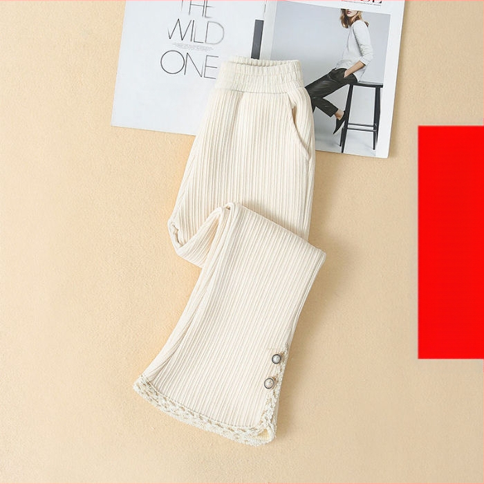 Šenill-tüdrukute vabaajapüksid 2025. aasta sügis- ja talveuued sametist paksud püksid, keskmised ja suured laste tüdrukute pitsist kellukesepõhjalised püksid