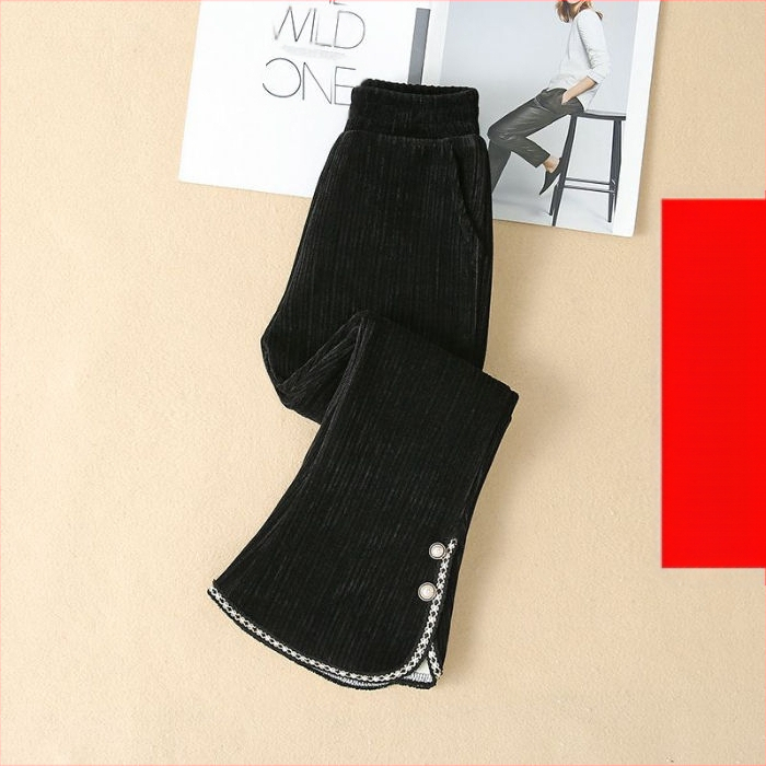 Šenill-tüdrukute vabaajapüksid 2025. aasta sügis- ja talveuued sametist paksud püksid, keskmised ja suured laste tüdrukute pitsist kellukesepõhjalised püksid