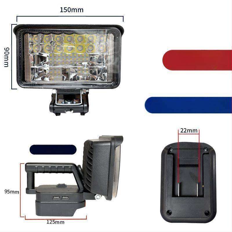 „General Art“ 48 V 88 V įrankio akumuliatoriaus įkrovimo lobių funkcija „pasidaryk pats“ lauko žvejybos LED apšvietimo darbo lempa