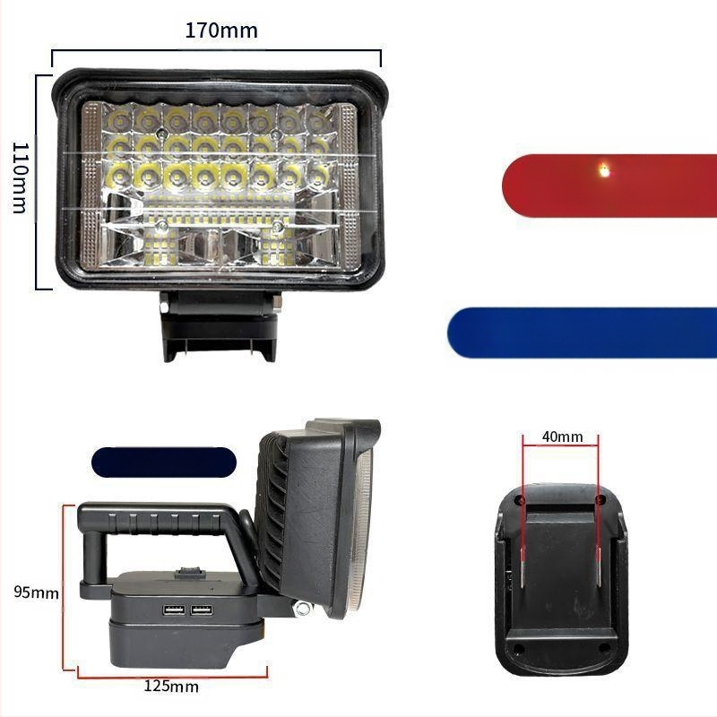 „General Art“ 48 V 88 V įrankio akumuliatoriaus įkrovimo lobių funkcija „pasidaryk pats“ lauko žvejybos LED apšvietimo darbo lempa