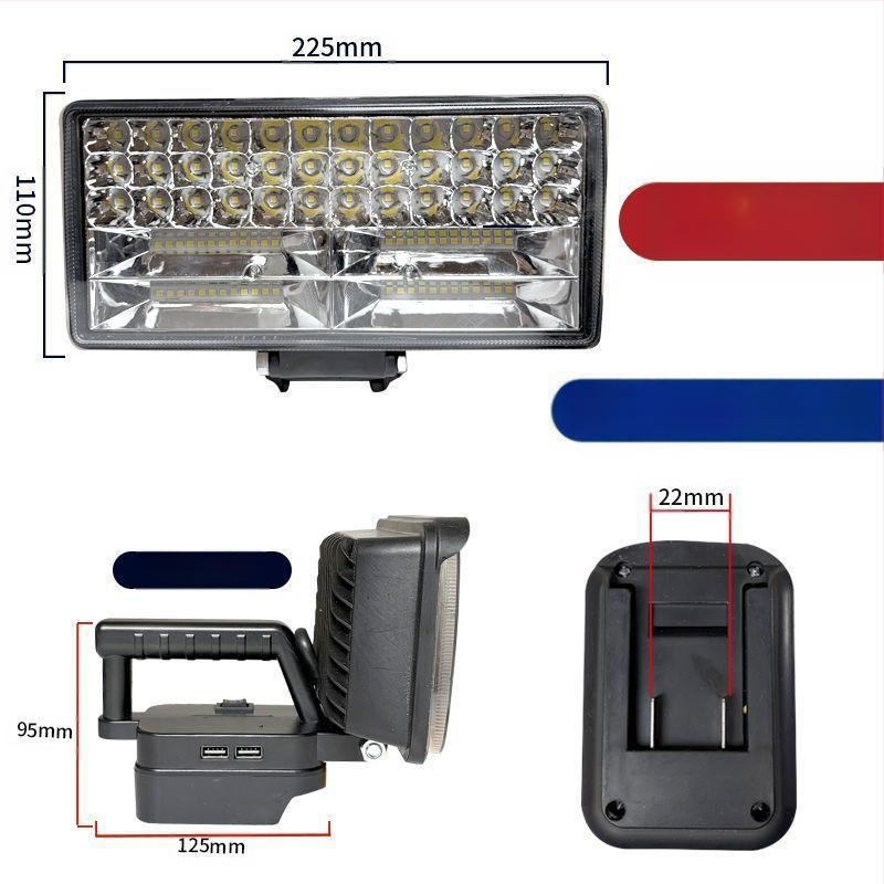 „General Art“ 48 V 88 V įrankio akumuliatoriaus įkrovimo lobių funkcija „pasidaryk pats“ lauko žvejybos LED apšvietimo darbo lempa