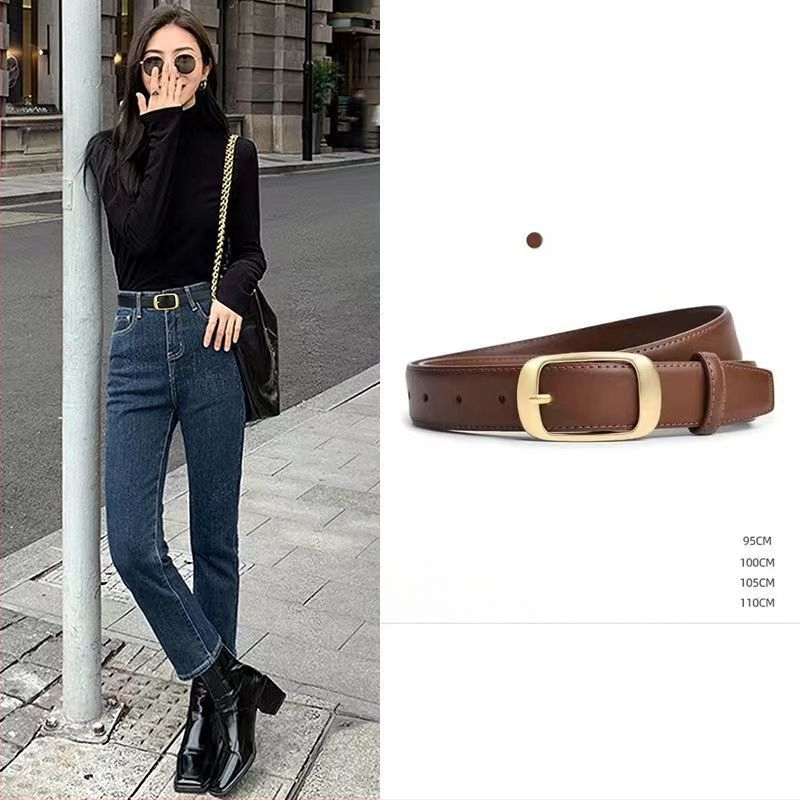 Naiste vööga teksad, lai lõige, must vöö, 2025. aasta tipptasemel stiil, lihtne ja ainulaadne, vöökohta kokku tõmmates, stiilne