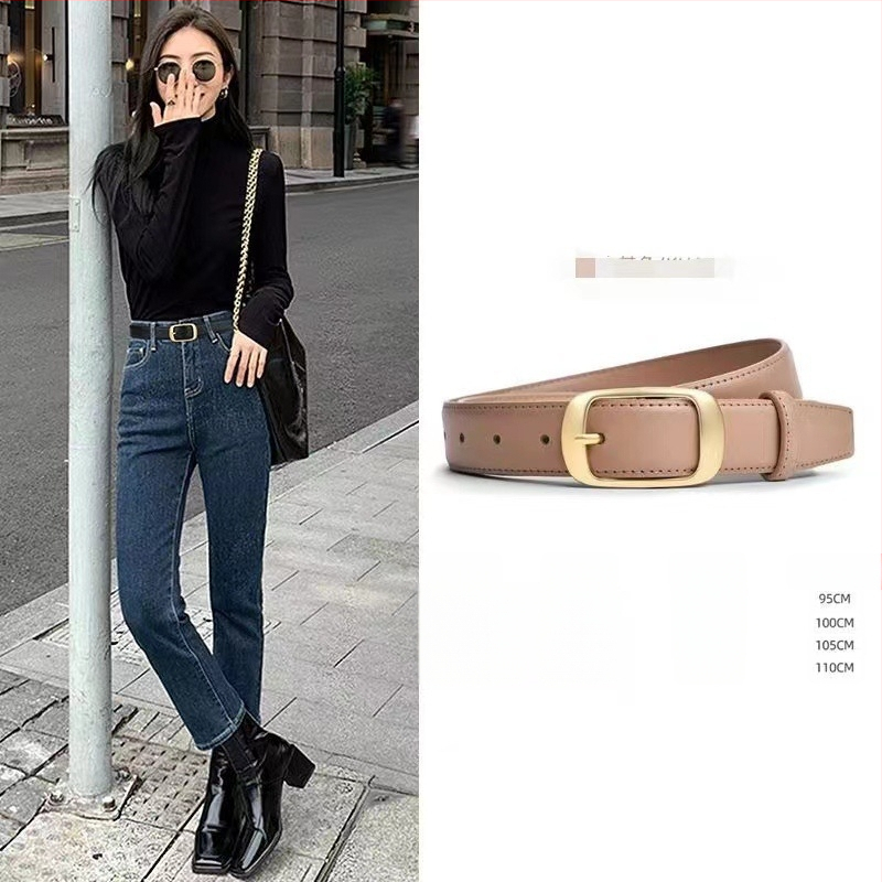 Naiste vööga teksad, lai lõige, must vöö, 2025. aasta tipptasemel stiil, lihtne ja ainulaadne, vöökohta kokku tõmmates, stiilne