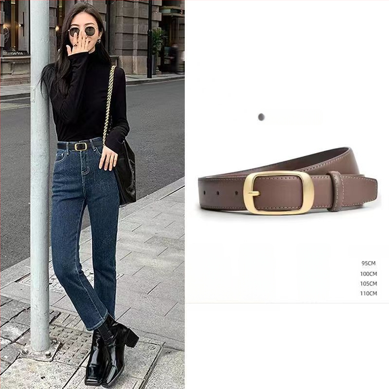 Naiste vööga teksad, lai lõige, must vöö, 2025. aasta tipptasemel stiil, lihtne ja ainulaadne, vöökohta kokku tõmmates, stiilne