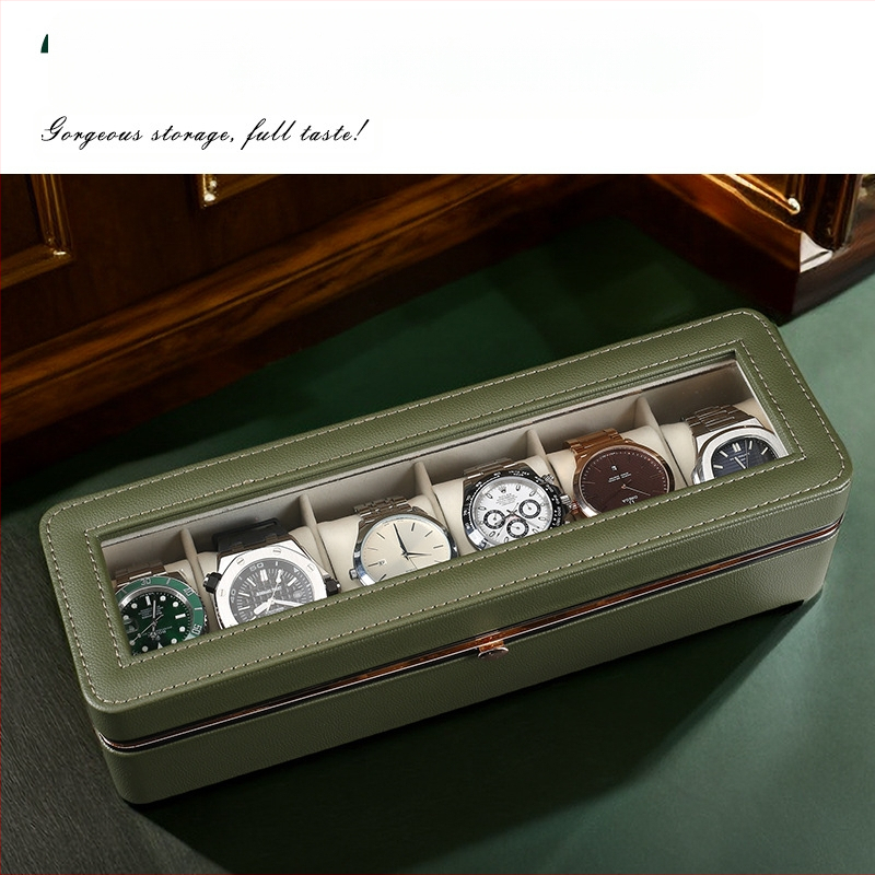 Laikrodžių dėžutė Nauja aparatūros krašto šešiaženklė laikrodžių laikymo dėžutė Aukštos klasės laikrodžių kolekcijos dėžutė Namų laikrodžių demonstravimo dėžutė