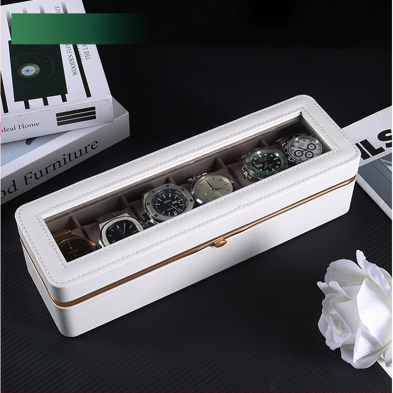 Laikrodžių dėžutė Nauja aparatūros krašto šešiaženklė laikrodžių laikymo dėžutė Aukštos klasės laikrodžių kolekcijos dėžutė Namų laikrodžių demonstravimo dėžutė