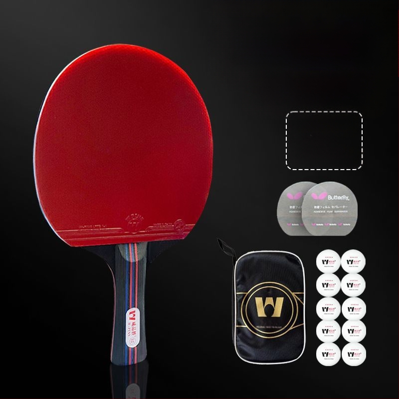 Sarkana un melna oglekļa šķiedras King smagā galda tenisa rakete sacensībām profesionāla līmeņa augsta elastīgā īsā roktura taisna rakete divpadsmit zvaigžņu galda tenisa rakete