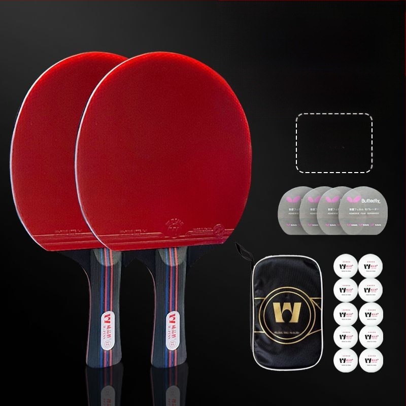 Sarkana un melna oglekļa šķiedras King smagā galda tenisa rakete sacensībām profesionāla līmeņa augsta elastīgā īsā roktura taisna rakete divpadsmit zvaigžņu galda tenisa rakete