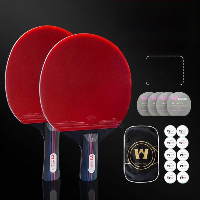Sarkana un melna oglekļa šķiedras King smagā galda tenisa rakete sacensībām profesionāla līmeņa augsta elastīgā īsā roktura taisna rakete divpadsmit zvaigžņu galda tenisa rakete