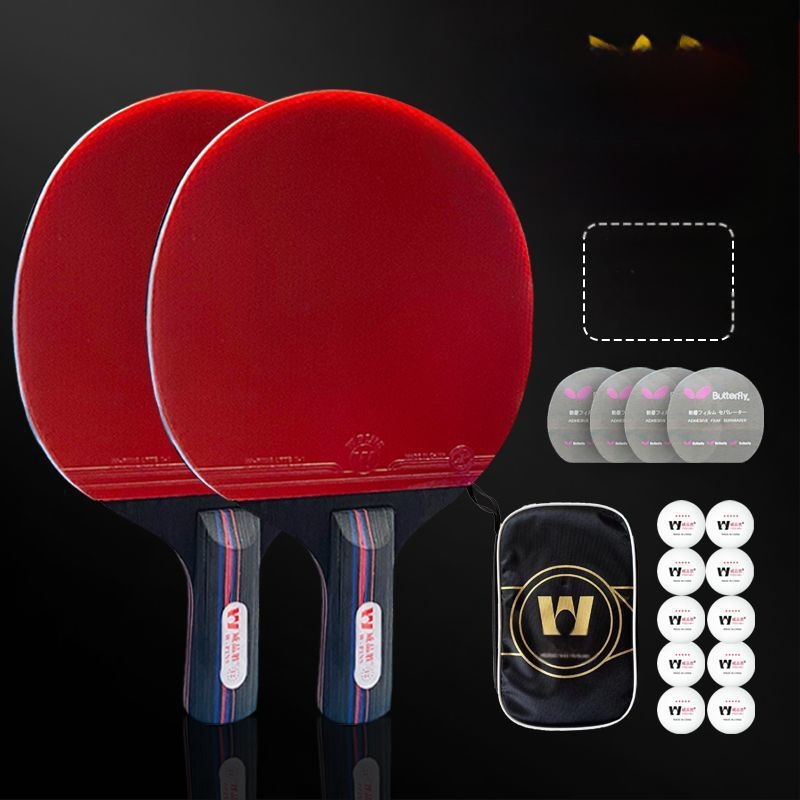Sarkana un melna oglekļa šķiedras King smagā galda tenisa rakete sacensībām profesionāla līmeņa augsta elastīgā īsā roktura taisna rakete divpadsmit zvaigžņu galda tenisa rakete