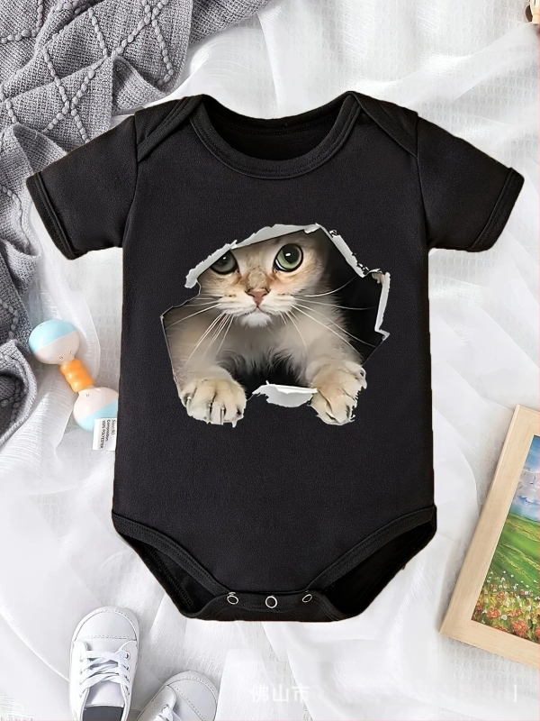 Piiriülesed beebiriided, armsad koomiksikirjaga trükitud lühikeste varrukatega jumpsuit, pühadelaste riided müügil