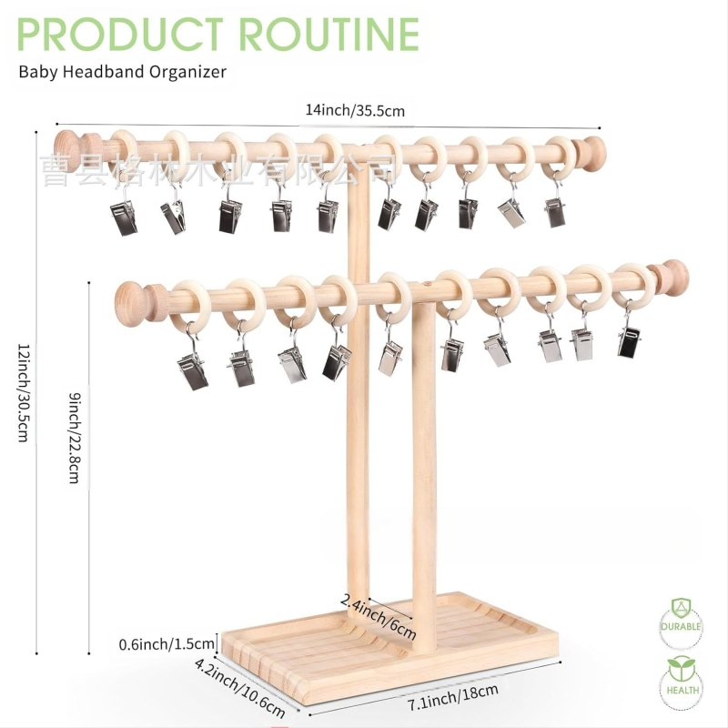 Puidust laste juuksepaelte hoiuriiul hoiukarbiga, beebiehete riiul, juuksepaelte ja peavõrudega vitriin, toodete vitriin