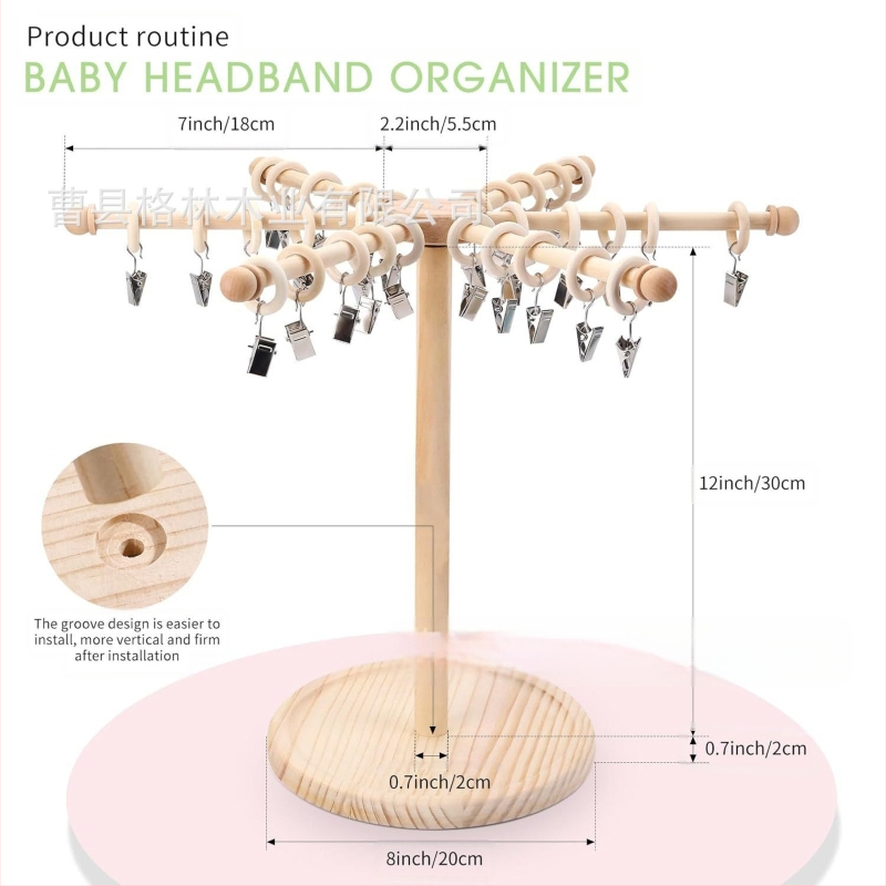 Puidust laste juuksepaelte hoiuriiul hoiukarbiga, beebiehete riiul, juuksepaelte ja peavõrudega vitriin, toodete vitriin