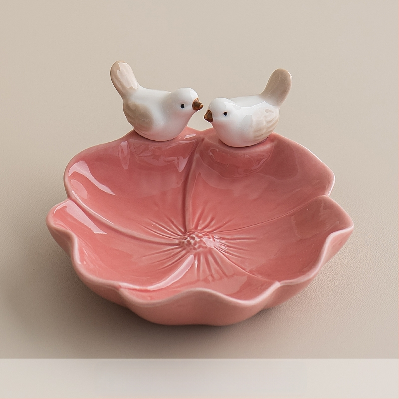 ♡Keraminė lėkštė su dekoratyviniais elementais, gaivinamoji vaisių lėkštė, svetainės lėkštė, namų laikymo lėkštė, švytuoklinė lėkštė, kūrybingas paukštis, miela pyragaičių lėkštė