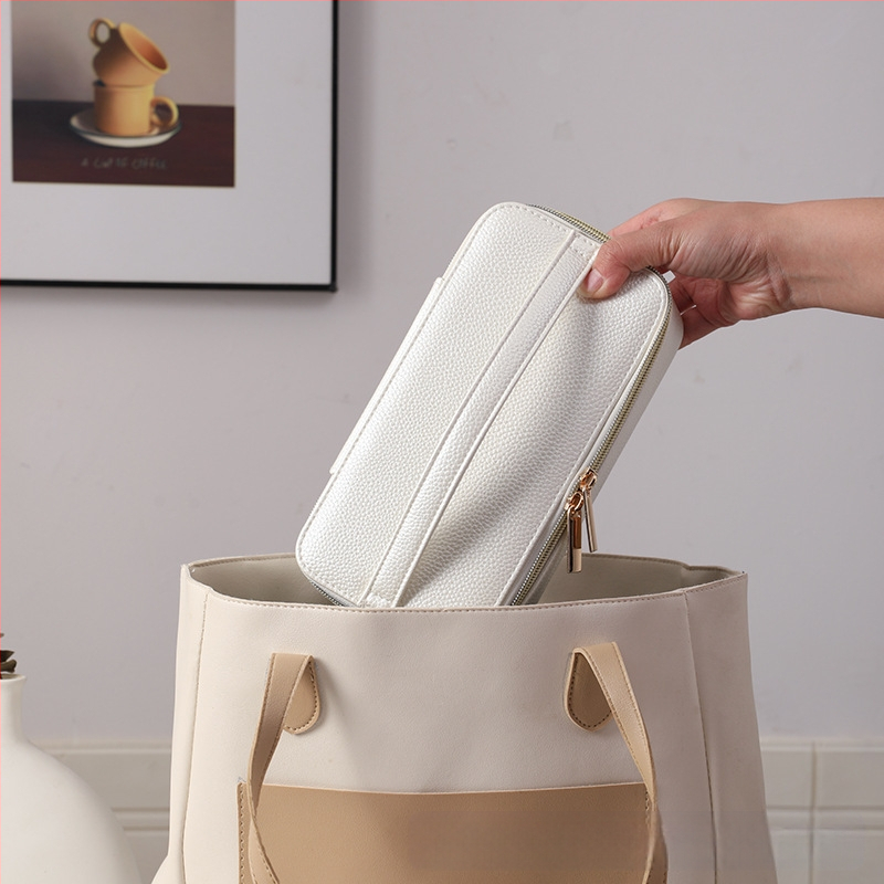 Διασυνοριακό κουτί κοσμημάτων PU Απλό φορητό αντιοξειδωτικό διαφανές κουτί αποθήκευσης κοσμημάτων βραχιόλι σκουλαρίκια κολιέ σε απόθεμα