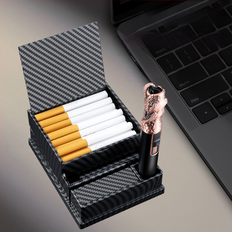 HB316 Stolná automatická dymová skrinka Automatické vyhadzovanie dymovej skrinky Pánske moderné fajčiarske doplnky Imitácia dreva Plastová dymová skrinka Super veľká kapacita