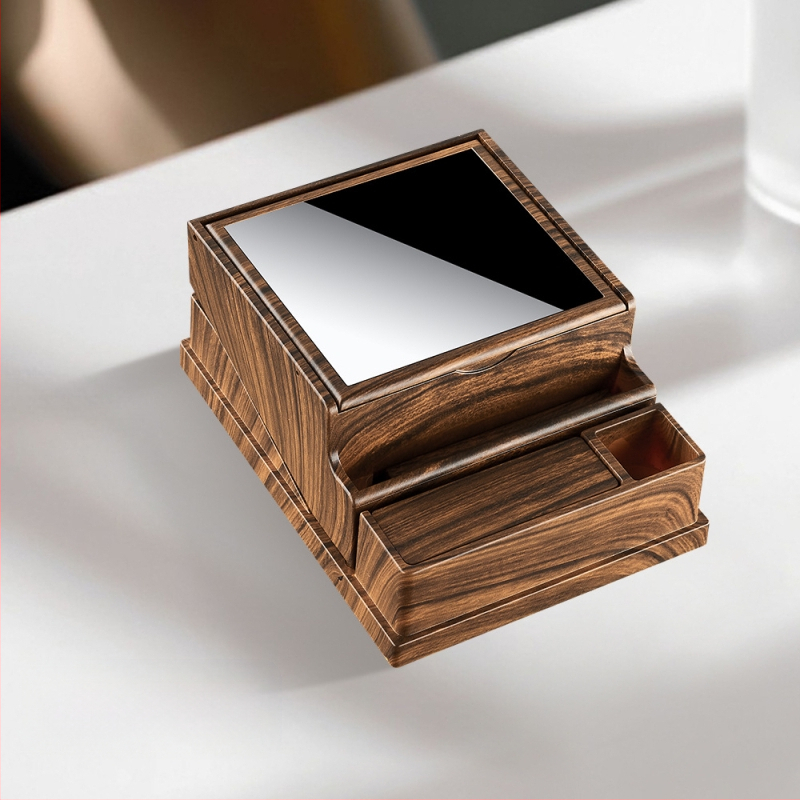 HB316 Stolná automatická dymová skrinka Automatické vyhadzovanie dymovej skrinky Pánske moderné fajčiarske doplnky Imitácia dreva Plastová dymová skrinka Super veľká kapacita