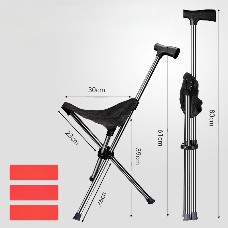 Третото поколение универсален преносим външен стол с патерица, многофункционален сгъваем стол с двойна функция за ходене с бастун и стол с патерица за възрастни хора
