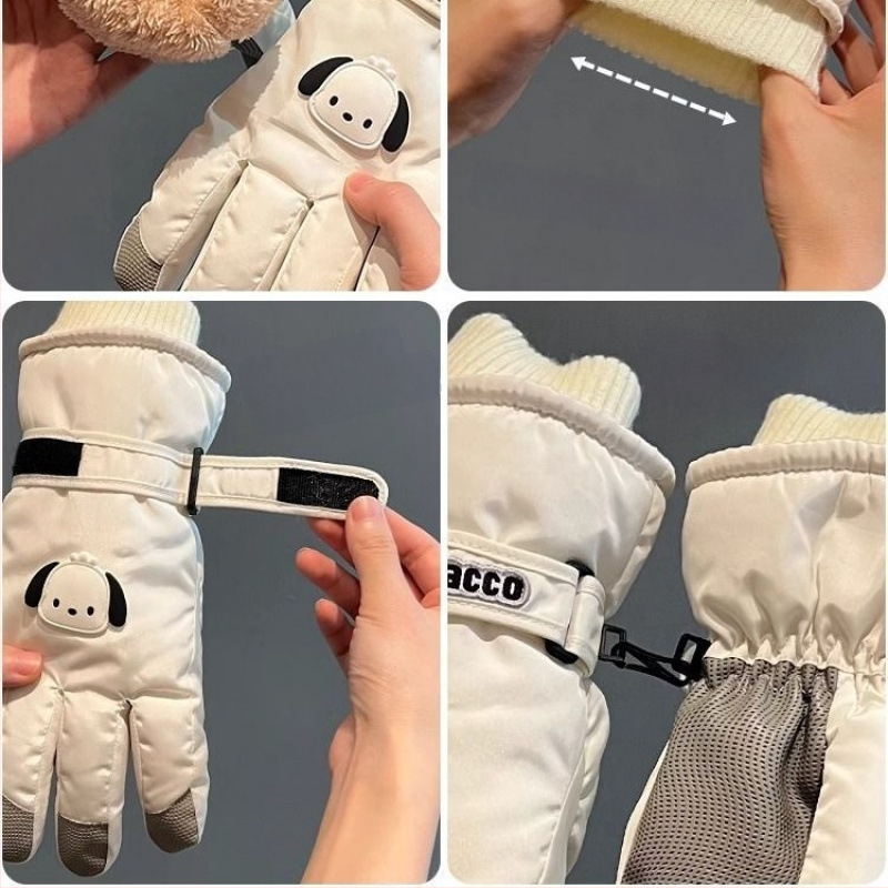 Suusakindad Naiste talvised armsad koomiksiga soojad puutetundliku ekraaniga jalgrattasõidukindad fliisvoodriga paksendatud tuule- ja külmakindlad sõrmekindad