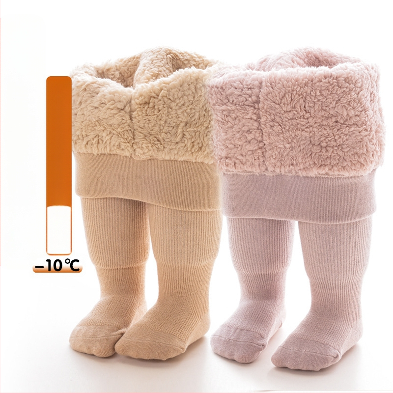 Beebiretuusid Talvised paksendatud fliisvoodriga pilvekašmiirist beebisukkpüksid vertikaalsete ribadega lasteretuusid Soojad ühevärvilised