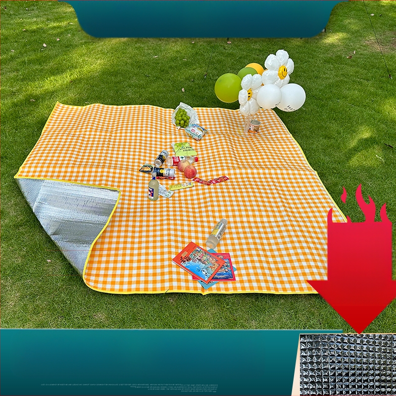 Paksendatud piknikumati välistingimustes kaasaskantav värviline kile piknikumati Internetist kuulus alumiiniumkile niiskuskindel matt ühekordselt kasutatav telkmatt tarvikud