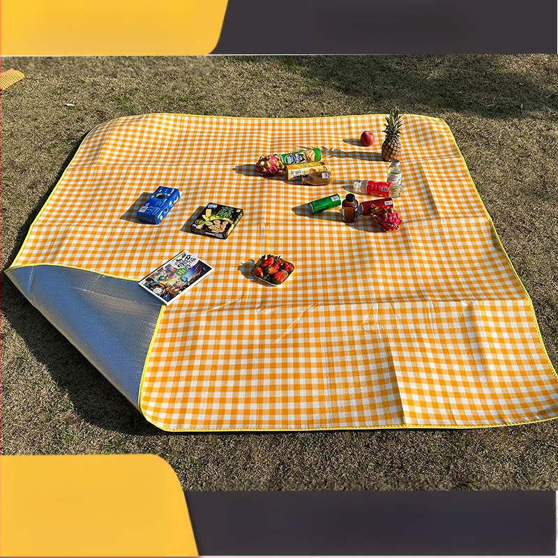Paksendatud piknikumati välistingimustes kaasaskantav värviline kile piknikumati Internetist kuulus alumiiniumkile niiskuskindel matt ühekordselt kasutatav telkmatt tarvikud